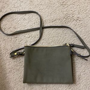 Green shoulder satchel bag purse gold details